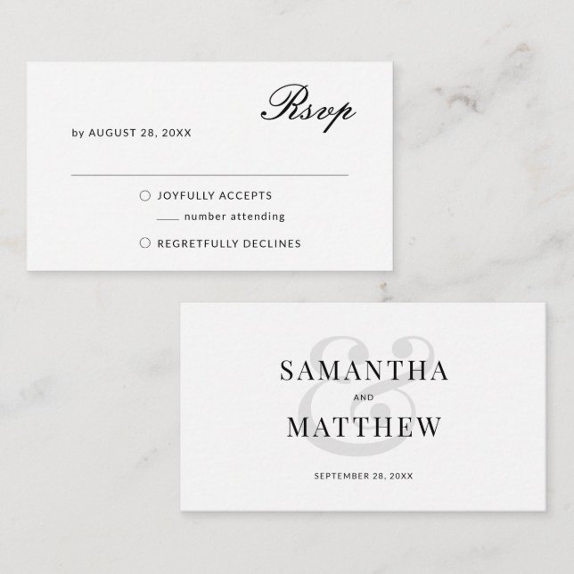 BUDGET Elegant Minimalist Wedding RSVP Card (Front/Back)