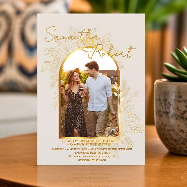 Budget Elegant Modern Boho Arch Photo Invitation (Creator Uploaded)
