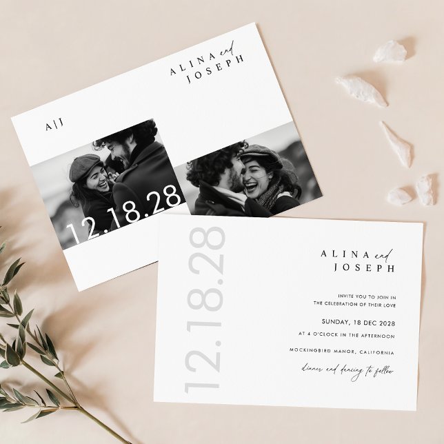 Budget Elegant Monochrome Photo Wedding Invites (Creator Uploaded)