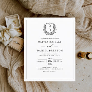 Budget Elegant Monogram Elegant Wedding Invitation
