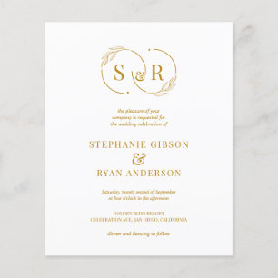 Budget Elegant Monogram Gold Script Modern Wedding