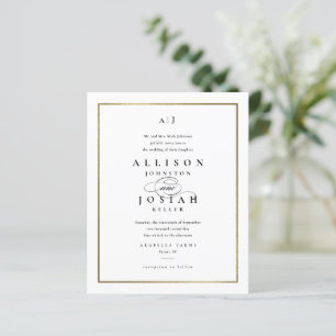 Budget Elegant Monogram Gold Wedding Invitation