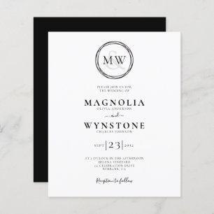 Budget Elegant Monogram Wedding Invitation