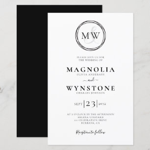Budget Elegant Monogram Wedding Invitation