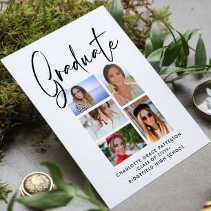 Budget Elegant Multi Photo Graduation Announcement Flyer
