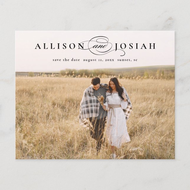 Budget Elegant Names Photo Wedding Save The Date (Front)