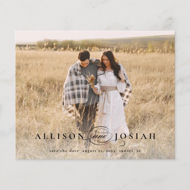 Budget Elegant Names Photo Wedding Save the Date (Front)