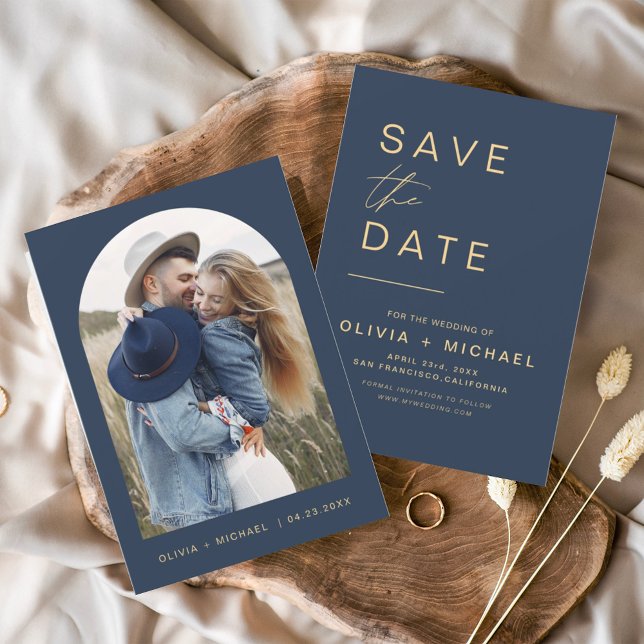 Budget Elegant Navy Blue  Save the Date Photo Flyer (Creator Uploaded)