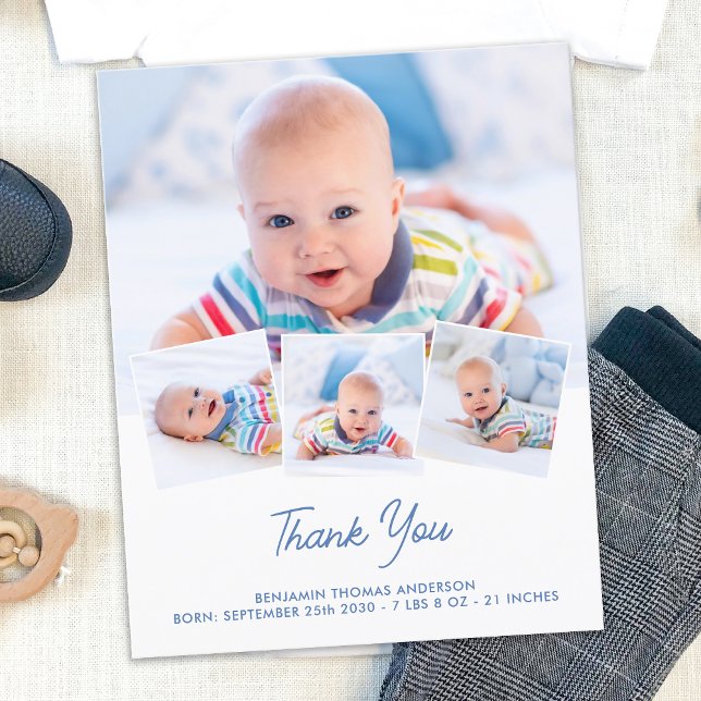 Budget Elegant New Baby 4 Photo Thank You Birth  (Creator Uploaded)