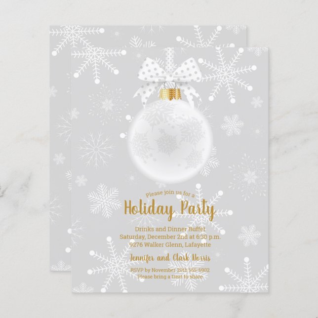 Budget Elegant Ornament Snowflakes Holiday Invites (Front/Back)
