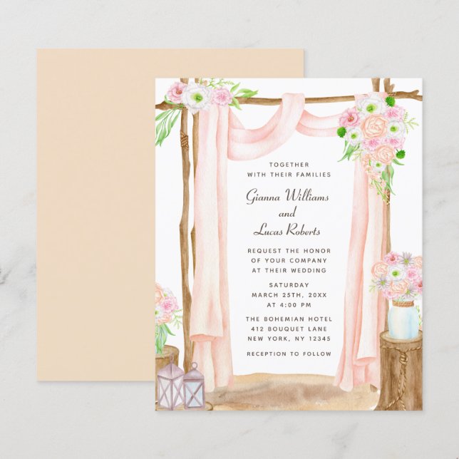 Budget Elegant Outdoor Watercolor Floral Wedding (Front/Back)