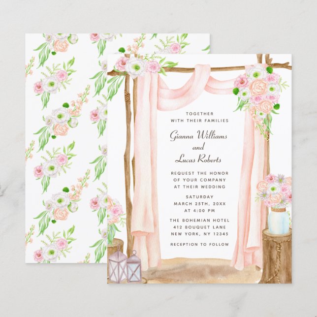 Budget Elegant Outdoor Watercolor Floral Wedding (Front/Back)
