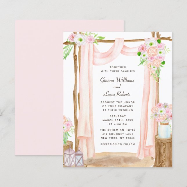 Budget Elegant Outdoor Watercolor Floral Wedding (Front/Back)