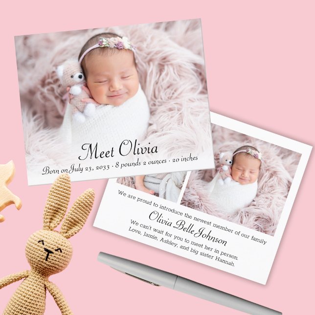 Budget Elegant Photo Baby Girl Birth Announcement Flyer (Budget Elegant Photo Baby Girl Birth Announcement Flyer
)