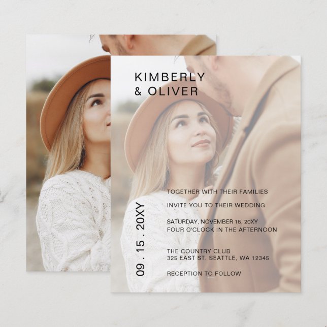 Budget Elegant Photo Overlay Wedding Invitation (Front/Back)