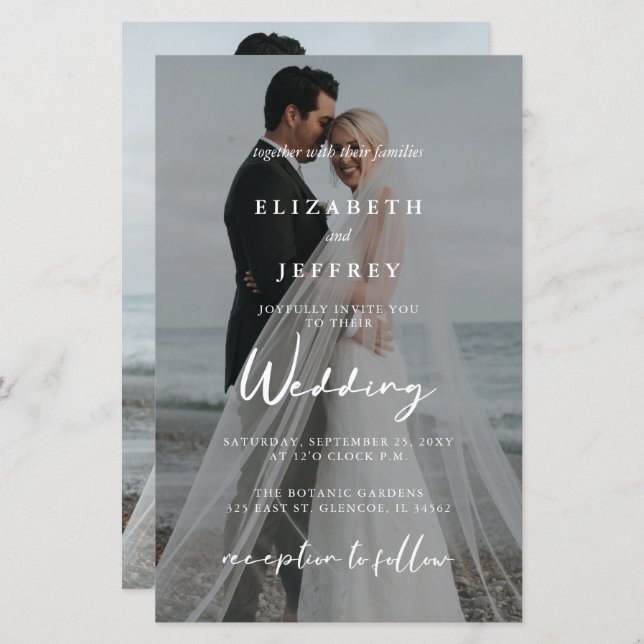 Budget Elegant Photo Overlay Wedding Invitation (Front/Back)