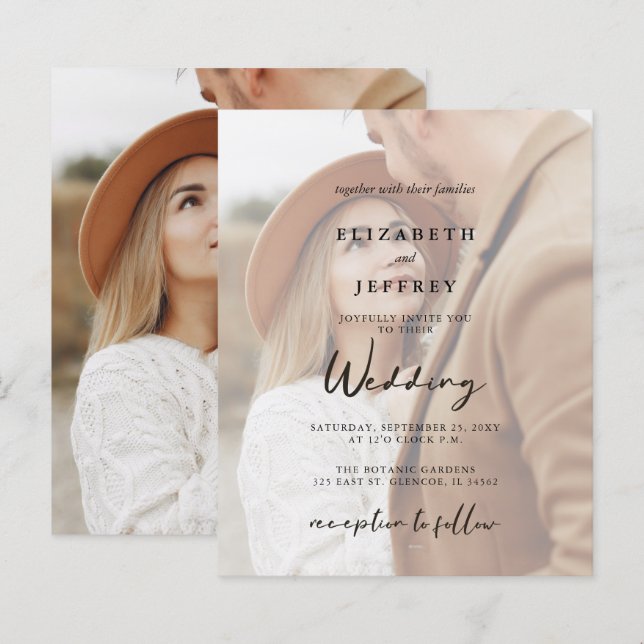 Budget Elegant Photo Overlay Wedding Invitation (Front/Back)