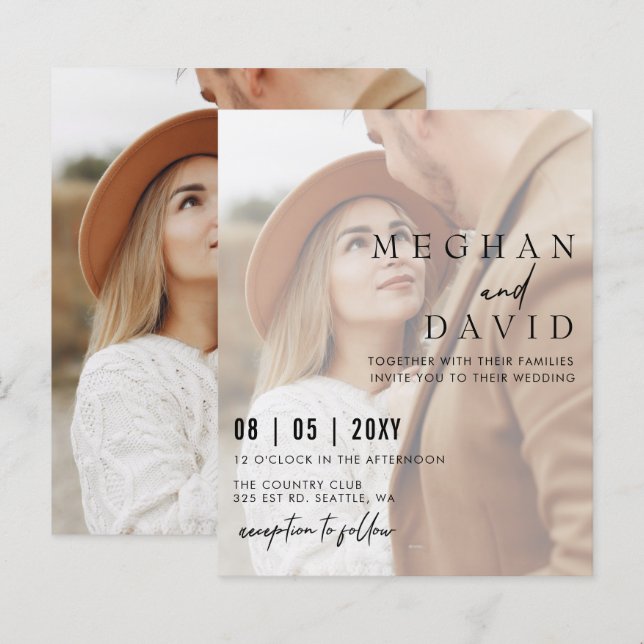 Budget Elegant Photo Overlay Wedding Invitation (Front/Back)