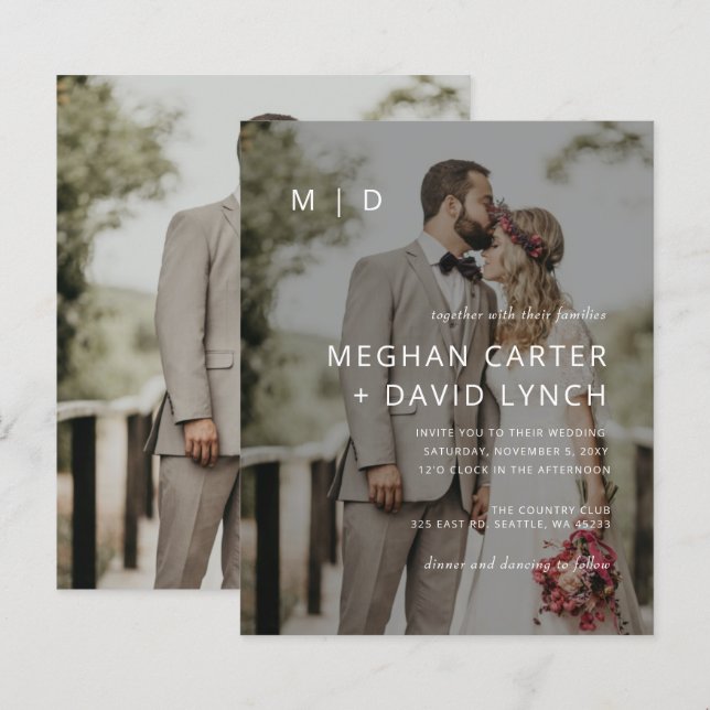 Budget Elegant Photo Overlay Wedding Invitation (Front/Back)