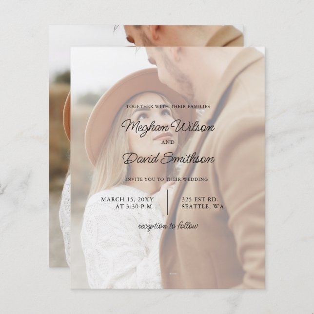Budget Elegant Photo Overlay Wedding Invitation (Front/Back)