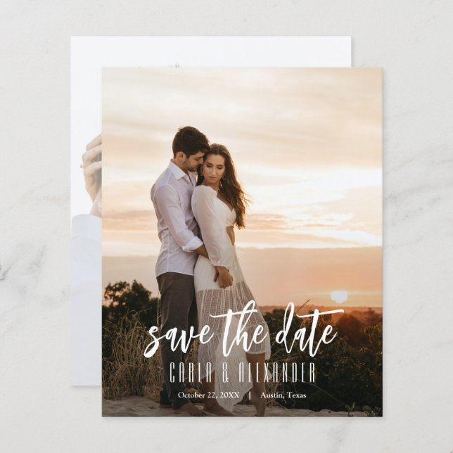 Budget Elegant Photo QR Code Wedding Save The Date (Front/Back)
