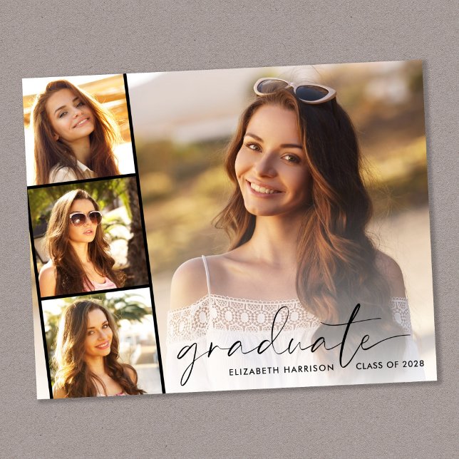 Budget Elegant Photo Strip Graduation Announcement (Creator Uploaded)