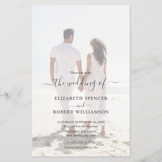 Budget Elegant Photo Wedding Invitation Flyer (Front)