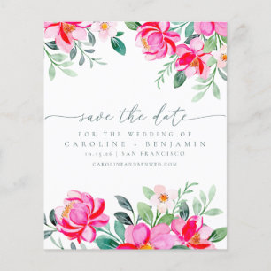 Budget Elegant Pink Floral Script Save The Date