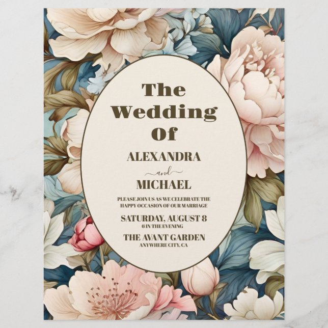Budget Elegant Pink Floral Wedding Flyer (Front)
