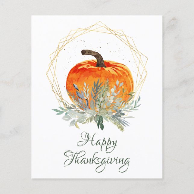 Budget Elegant Pumpkin Thanksgiving Card (Front)
