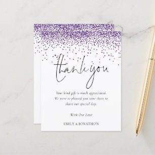 Budget Elegant Purple Glitter Wedding Thank You