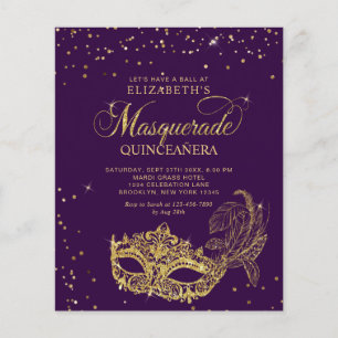 BUDGET Elegant Purple Gold Masquerade Quinceañera