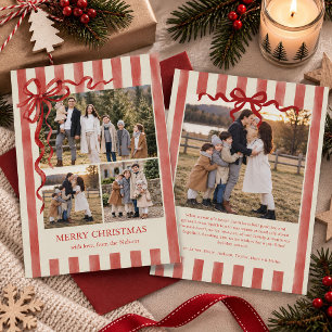 Budget Elegant Red Bow Christmas Four Photo Invitation