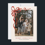 Budget Elegant Red Bow Christmas One Photo Holiday Card<br><div class="desc">Budget Elegant Watercolor Red Bow Christmas One Photo Holiday Card features a beautiful watercolor red bow around your photos,  and space on the back for your text.</div>