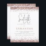 Budget Elegant Rose Gold Glitter 60th Party Invite<br><div class="desc">There are two paper options to choose from for this size (4.5 x 5.6”) in the Budget range. For this product, I would recommend the semi-gloss which is a 110 gsm card stock, similar in thickness to a postcard. The Satin option is a much thinner paper 80gsm. The default is...</div>