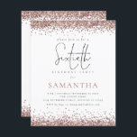 Budget Elegant Rose Gold Glitter 60th Party Invite<br><div class="desc">There are two paper options to choose from for this size (4.5 x 5.6”) in the Budget range. For this product, I would recommend the semi-gloss which is a 110 gsm card stock, similar in thickness to a postcard. The Satin option is a much thinner paper 80gsm. The default is...</div>
