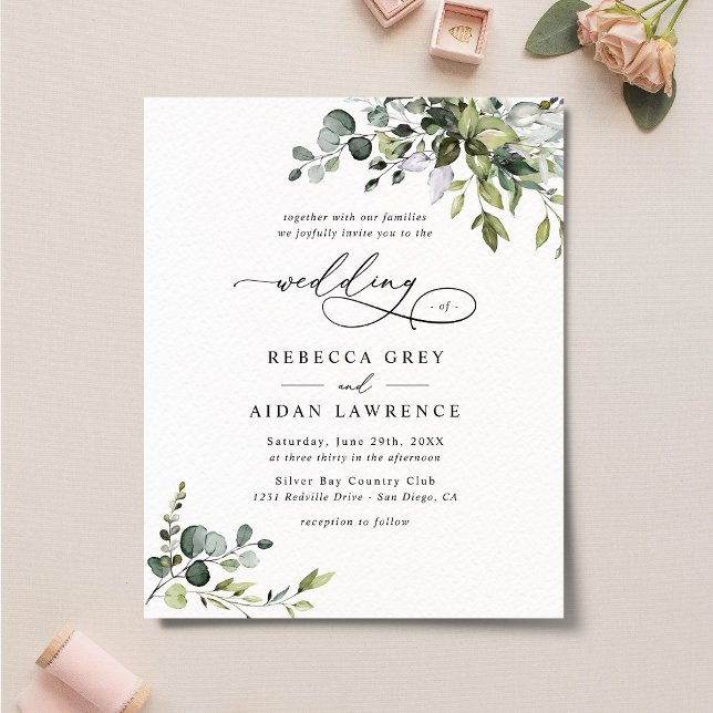 Budget Elegant Rustic Greenery Wedding Invitation (Creator Uploaded)