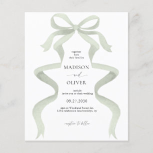BUDGET Elegant Sage Green Bow Monogram Wedding