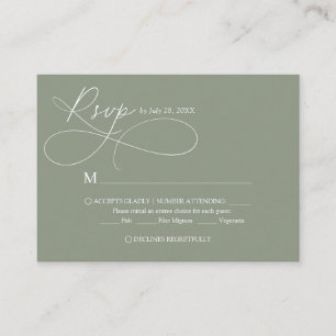 BUDGET Elegant Sage Green Calligraphy Wedding Rsvp Enclosure Card