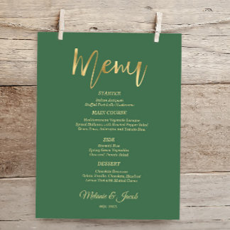 Budget Elegant Sage Green Scripture Gold Menu Card
