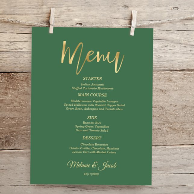 Budget Elegant Sage Green Scripture Gold Menu Card (Creator Uploaded)