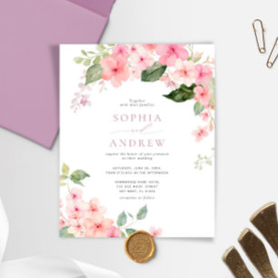 Budget Elegant Sakura Flowers Wedding Invitation