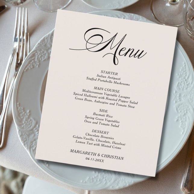 Budget Elegant Sand Minimalist Wedding Menu (Creator Uploaded)