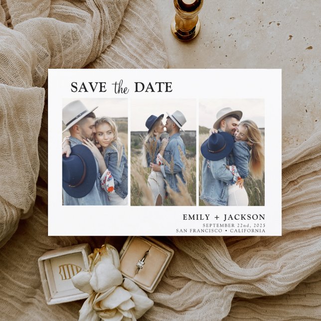 Budget Elegant Save the Date 3 Photo  Flyer (Creator Uploaded)