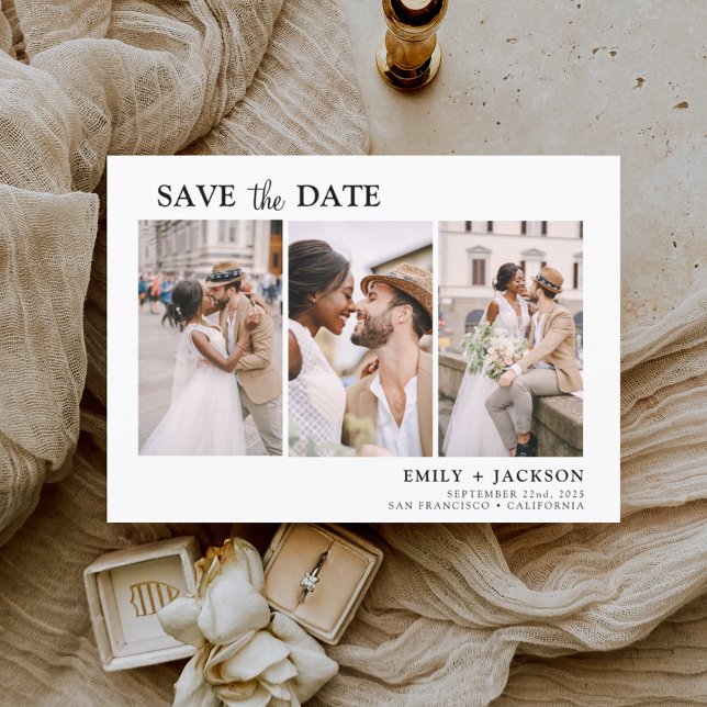 Budget Elegant Save the Date 3 Photo Flyer (Creator Uploaded)