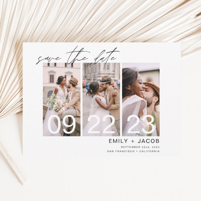 Budget Elegant Save the Date 3 Photo Invitations Flyer (Creator Uploaded)