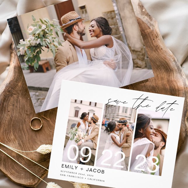 Budget Elegant Save the Date 3 Photo Invitations Flyer (Creator Uploaded)