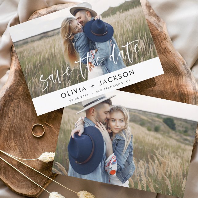 Budget Elegant Save the Date Photo White Lettered  (Creator Uploaded)