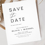 Budget Elegant Save the Date White Black Flyer<br><div class="desc">Budget Wedding Elegant Save the Date Cards. The Save the Date cards contain a modern hand lettered cursive script typography that are elegant,  simple and modern to use after you minimalist simple wedding day celebration.</div>