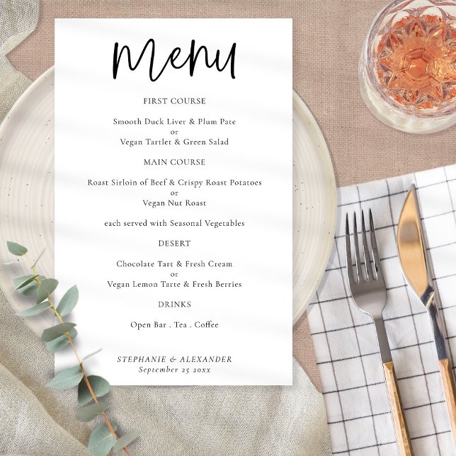 Budget Elegant Script Any Colour  Wedding Menu (Creator Uploaded)
